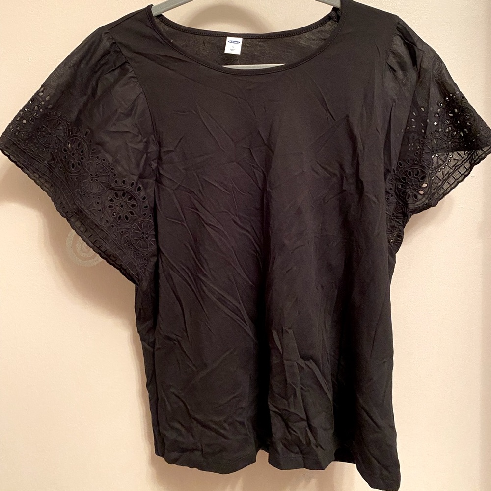 Old Navy Black Eyelet Sleeve top